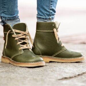 Duckfeet OLD GREEN Faborg Leather boots Minimalist Wide Feet EU 39 US 8.5 or 9